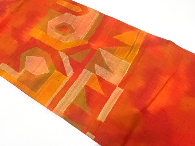 JAPANESE NAGOYA OBI / TSUMUGI / WOVEN GEOMETRIC